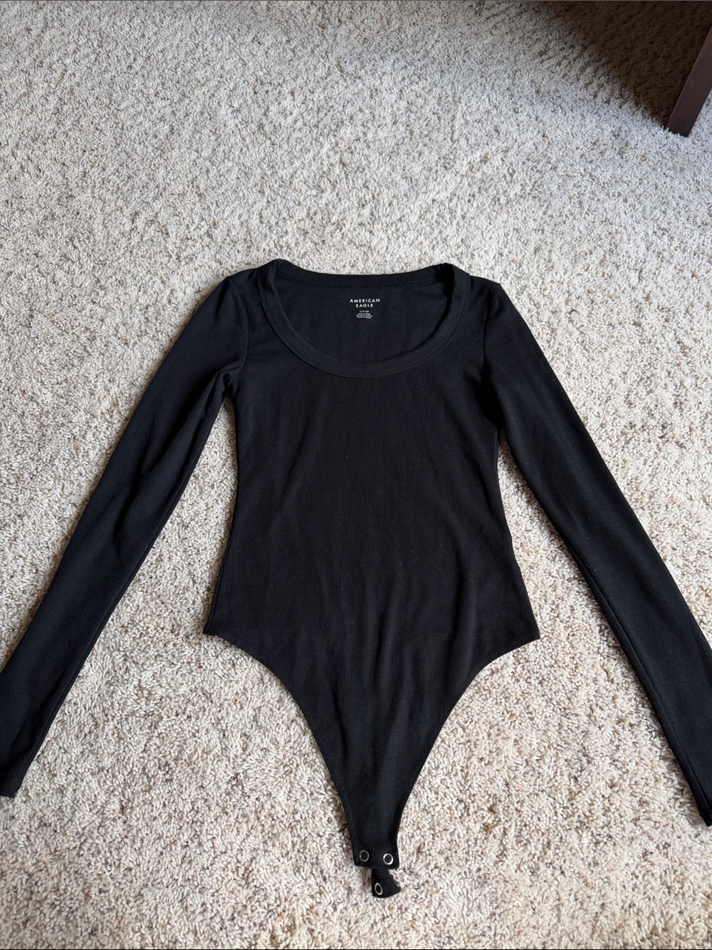 American Eagle Outfitters Black Long Sleeve Scoop Neck Bodysuit